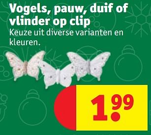 Promoties Vogels, pauw, duif of vlinder op clip - Huismerk - Kruidvat - Geldig van 13/11/2018 tot 25/11/2018 bij Kruidvat