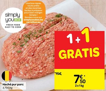 Promoties Haché pur porc - Huismerk - Carrefour  - Geldig van 14/11/2018 tot 20/11/2018 bij Carrefour