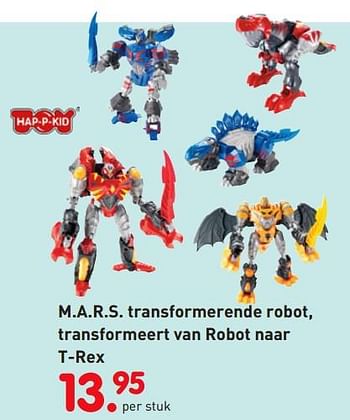 Promotions M.a.r.s. transformerende robot, transformeert van robot naar t-rex - Hap P Kid - Valide de 01/11/2018 à 06/12/2018 chez Unikamp