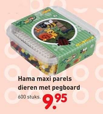 Promoties Hama maxi parels dieren met pegboard - Hama - Geldig van 01/11/2018 tot 06/12/2018 bij Unikamp
