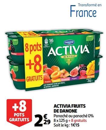 Promotions Activia fruits de danone - Danone - Valide de 14/11/2018 à 20/11/2018 chez Auchan Ronq