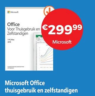 Promoties Microsoft office thuisgebruik en zelfstandigen - Microsoft - Geldig van 16/11/2018 tot 07/12/2018 bij Exellent