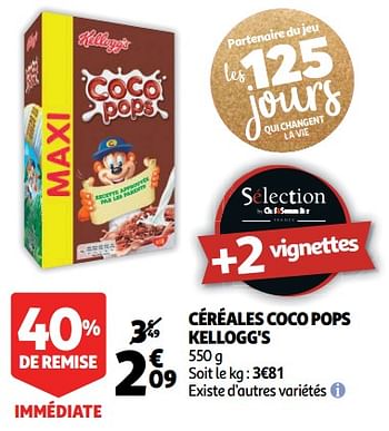 Promotions Céréales coco pops kellogg`s - Kellogg's - Valide de 14/11/2018 à 20/11/2018 chez Auchan Ronq