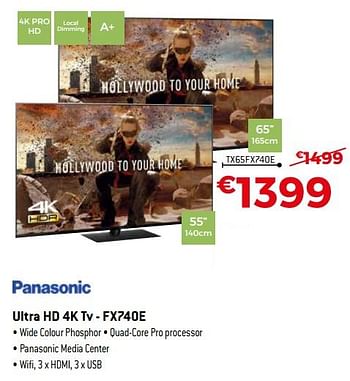 Promoties Panasonic ultra hd 4k tv - fx740e tx65fx740e - Panasonic - Geldig van 16/11/2018 tot 07/12/2018 bij Exellent
