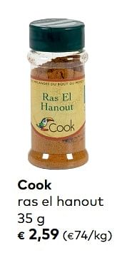Promotions Cook ras el hanout - Cook - Valide de 07/11/2018 à 04/12/2018 chez Bioplanet