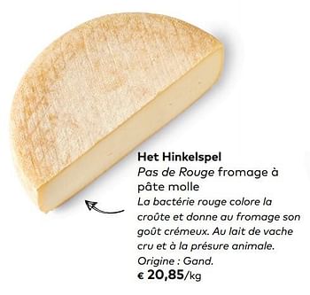 Promotions Het hinkelspel pas de rouge fromage à pâte molle - Het Hinkelspel - Valide de 07/11/2018 à 04/12/2018 chez Bioplanet