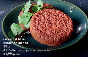 Promotions La vie est belle burger de quinoa - La vie est belle - Valide de 07/11/2018 à 04/12/2018 chez Bioplanet