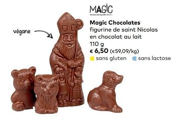 Promotions Magic chocolates figurine de saint nicolas en chocolat au lait - Magic Chocolates - Valide de 07/11/2018 à 04/12/2018 chez Bioplanet