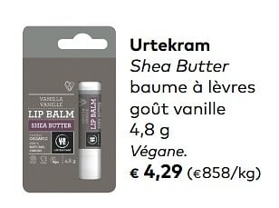 Promotions Urtekram shea butter baume à lèvres goût vanille - Urtekram - Valide de 07/11/2018 à 04/12/2018 chez Bioplanet