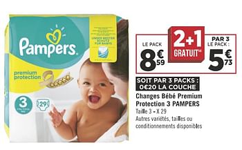 Promotions Changes bébé premium protection 3 pampers - Pampers - Valide de 13/11/2018 à 25/11/2018 chez Géant Casino