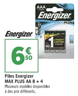 Promotions Piles energizer max plus aa 8 +4 - Energizer - Valide de 13/11/2018 à 25/11/2018 chez Géant Casino