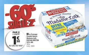Promotions Le fromage fouette nature madame loik paysan breton - Paysan Breton - Valide de 13/11/2018 à 25/11/2018 chez Géant Casino