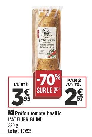 Promotions Préfou tomate basilic l`atelier blini - L’Atelier Blini - Valide de 13/11/2018 à 25/11/2018 chez Géant Casino