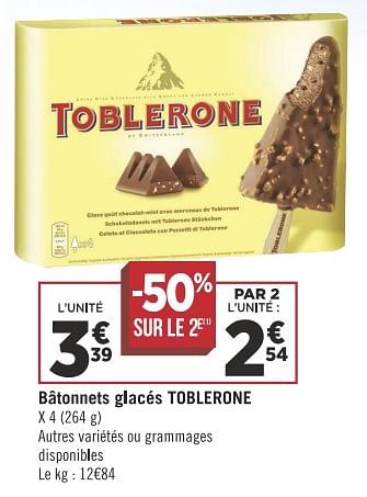 Promotions Bâtonnets glacés toblerone - Toblerone - Valide de 13/11/2018 à 25/11/2018 chez Géant Casino