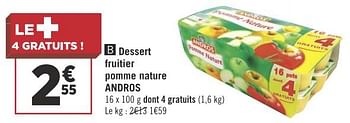 Promoties Dessert fruitier pomme nature andros - Andros - Geldig van 13/11/2018 tot 25/11/2018 bij Géant Casino