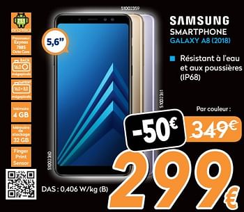 Promotions Samsung smartphone galaxy a8 (2018) - Samsung - Valide de 19/11/2018 à 26/11/2018 chez Krefel