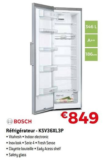 Promoties Bosch réfrigérateur - ksv36xl3p - Bosch - Geldig van 16/11/2018 tot 07/12/2018 bij Exellent