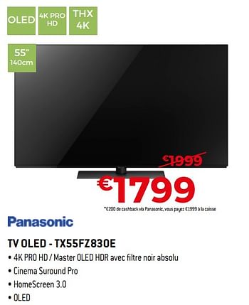 Promotions Panasonic tv oled - tx55fz830e - Panasonic - Valide de 16/11/2018 à 07/12/2018 chez Exellent