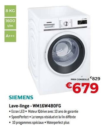 Promotions Siemens lave-linge - wm16w4b0fg - Siemens - Valide de 16/11/2018 à 07/12/2018 chez Exellent