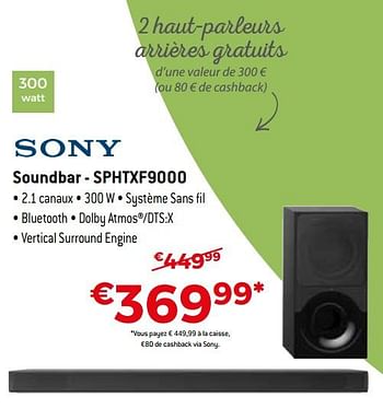 Promotions Sony soundbar - sphtxf9000 - Sony - Valide de 16/11/2018 à 07/12/2018 chez Exellent