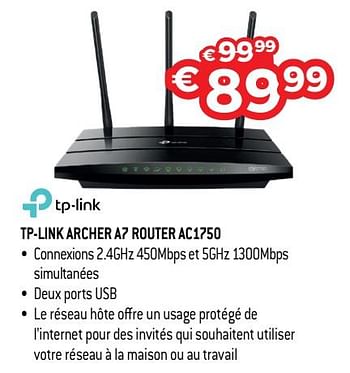 Promoties Tp-link archer a7 router ac1750 - TP-LINK - Geldig van 16/11/2018 tot 07/12/2018 bij Exellent