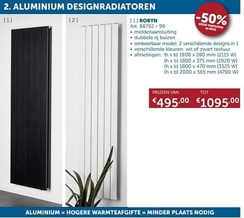 Promoties Aluminium designradiatoren robyn - Huismerk - Zelfbouwmarkt - Geldig van 20/11/2018 tot 26/12/2018 bij Zelfbouwmarkt