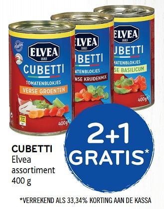 Promoties 2+1 gratis cubetti - Elvea - Geldig van 21/11/2018 tot 04/12/2018 bij Alvo