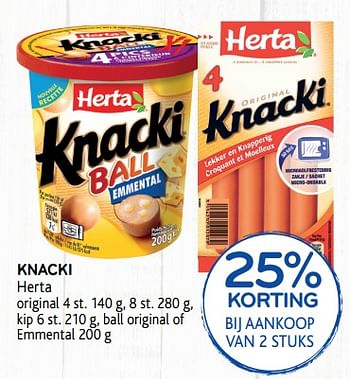 Promoties 25% korting knacki - Herta - Geldig van 21/11/2018 tot 04/12/2018 bij Alvo