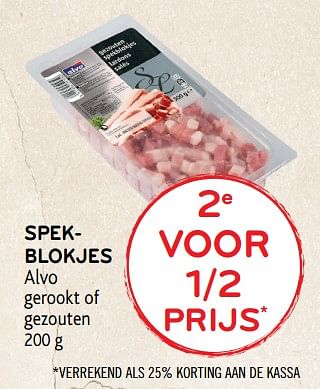 Promoties Spekblokjes - Huismerk - Alvo - Geldig van 21/11/2018 tot 04/12/2018 bij Alvo