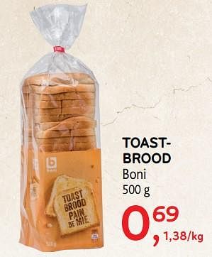 Promotions Toastbrood - Boni - Valide de 21/11/2018 à 04/12/2018 chez Alvo