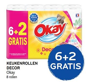 Promoties 6+2 gratis keukenrollen decor - Huismerk - Okay  - Geldig van 21/11/2018 tot 04/12/2018 bij Alvo