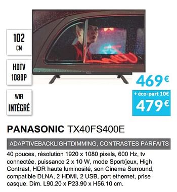 Promoties Panasonic tx40fs400e - Panasonic - Geldig van 01/11/2018 tot 31/03/2019 bij Copra