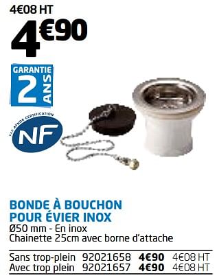 Promotion Brico Cash Bonde A Bouchon Pour Evier Inox Produit Maison Brico Cash Construction Renovation Valide Jusqua 4 Promobutler