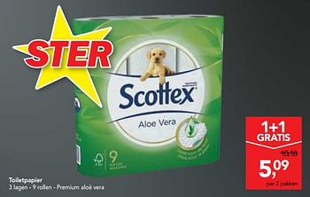 Promoties Toiletpapier premium aloë vera - Scottex - Geldig van 21/11/2018 tot 04/12/2018 bij Makro