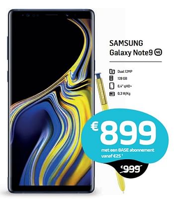 Promotions Samsung galaxy note9 - Samsung - Valide de 14/11/2018 à 04/12/2018 chez Base