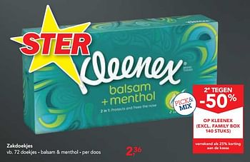 Promoties Zakdoekjes balsam + menthol - Kleenex - Geldig van 21/11/2018 tot 04/12/2018 bij Makro