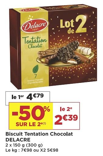 Biscuits Tentation Chocolat Delacre
