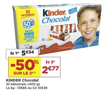 Promoties Kinder chocolat - Kinder - Geldig van 13/11/2018 tot 25/11/2018 bij Super Casino