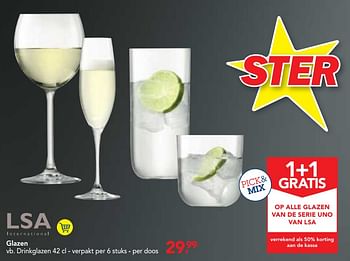 Promoties Glazen drinkglazen - LSA - Geldig van 21/11/2018 tot 04/12/2018 bij Makro