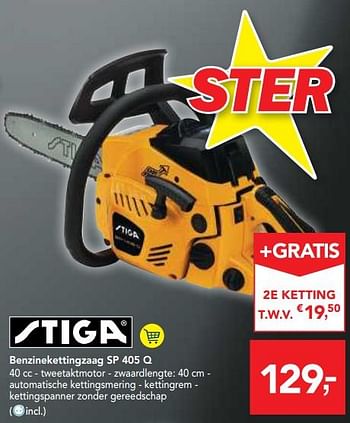 Promoties Stiga benzinekettingzaag sp 405 q - Stiga - Geldig van 21/11/2018 tot 04/12/2018 bij Makro