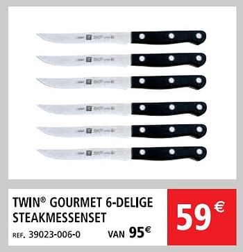 Promoties Twin gourmet 6-dellge steakmessenset - Zwilling J.A Henckels - Geldig van 24/11/2018 tot 31/12/2018 bij ShopWillems
