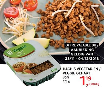 Promotions Hachis végétarien - Boni - Valide de 21/11/2018 à 04/12/2018 chez Alvo