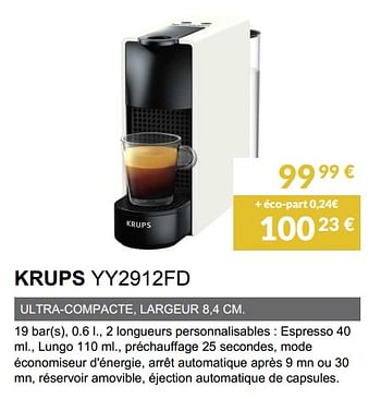 Promoties Nespresso krups yy2912fd - Krups - Geldig van 01/11/2018 tot 31/03/2019 bij Copra