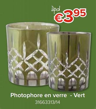 Promotions Photophore en verre - vert - Produit Maison - Euroshop - Valide de 22/11/2018 à 31/12/2018 chez Euro Shop