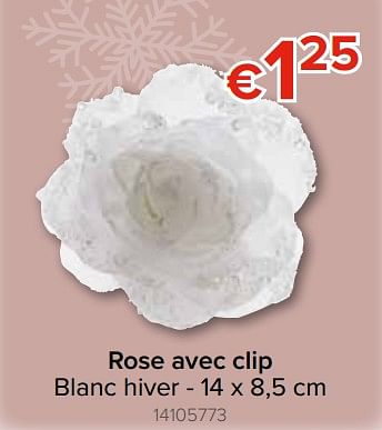 Promotions Rose avec clip blanc hiver - Produit Maison - Euroshop - Valide de 22/11/2018 à 31/12/2018 chez Euro Shop