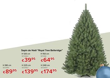 Promoties Sapin de noël royal tree belleridge - Huismerk - Euroshop - Geldig van 22/11/2018 tot 31/12/2018 bij Euro Shop