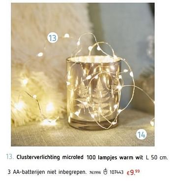 Promoties Clusterverlichting microled 100 lampjes warm wit - Huismerk - Dreamland - Geldig van 22/11/2018 tot 24/12/2018 bij Dreamland