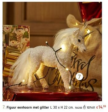Promoties Figuur eenhoorn met glitter - Huismerk - Dreamland - Geldig van 22/11/2018 tot 24/12/2018 bij Dreamland