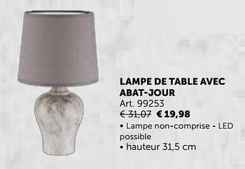 Promotions Lampe de table avec abat-jour - Produit maison - Zelfbouwmarkt - Valide de 20/11/2018 à 26/12/2018 chez Zelfbouwmarkt