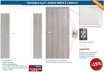 Promotions invisible flat: porte prête à l`emploi - Produit maison - Zelfbouwmarkt - Valide de 20/11/2018 à 26/12/2018 chez Zelfbouwmarkt